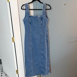 Abercrombie & Fitch Blue Denim Column Midi Dress